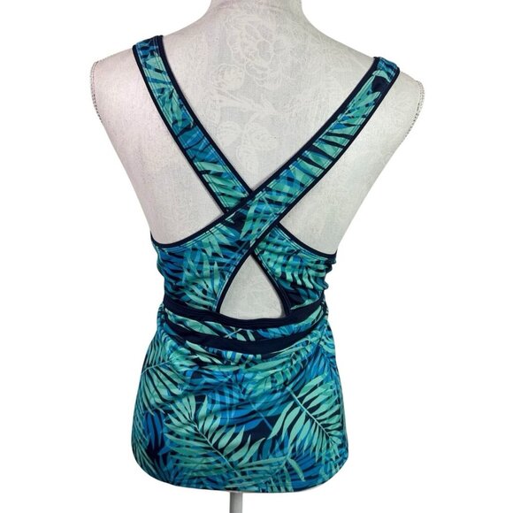Lands' End Women's 16 Tankini Swim Top Blue Tropical EUC - Picture 3 of 9